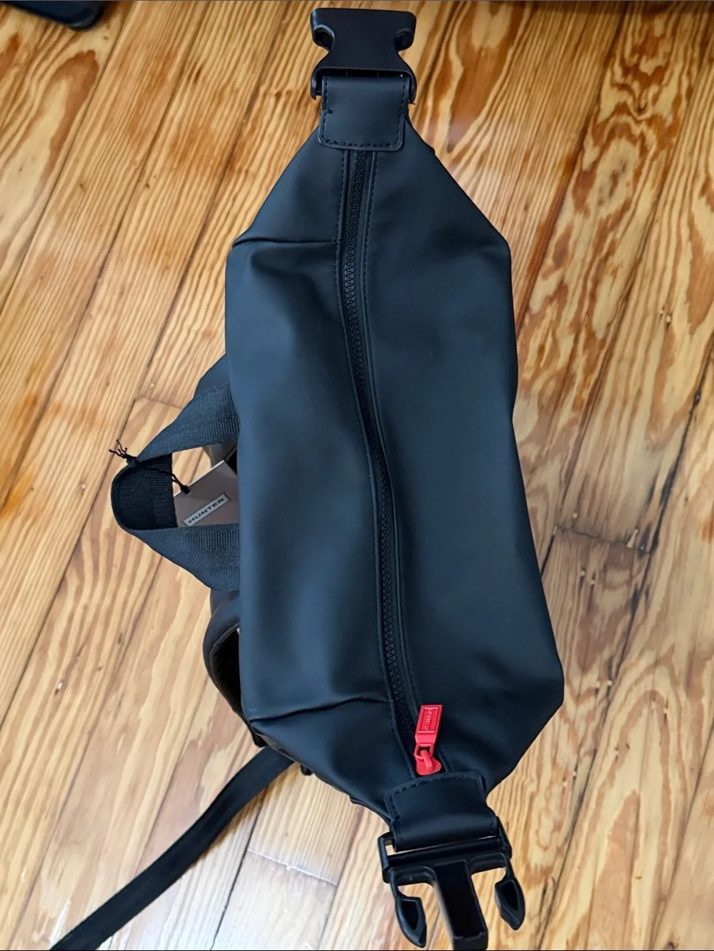 Hunter Black and Red Roll-Top Backpack